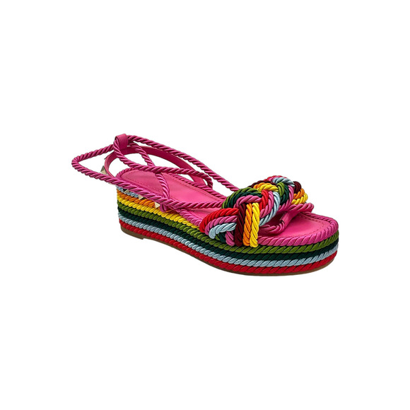 Valentino Garavani Shoes - Valentino Garavani Braided Rockstud Wedge Sandals Rainbow - Medium